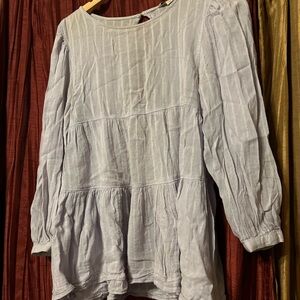 American Eagle Outfitters Light Blue Tiered Long-Sleeve Tunic